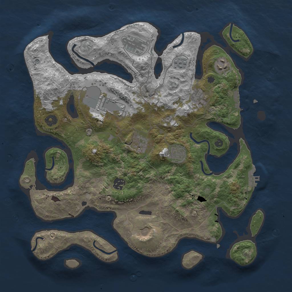 Rust Map: Procedural Map, Size: 3650, Seed: 9901, 14 Monuments