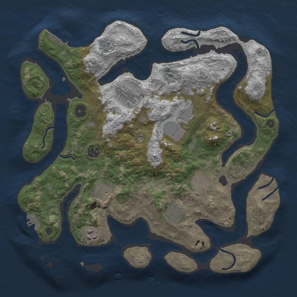 Rust Map: Procedural Map, Size: 3700, Seed: 1942604542, 13 Monuments