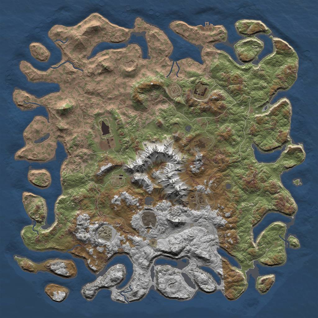 Rust Map: Procedural Map, Size: 5350, Seed: 115032842, 15 Monuments