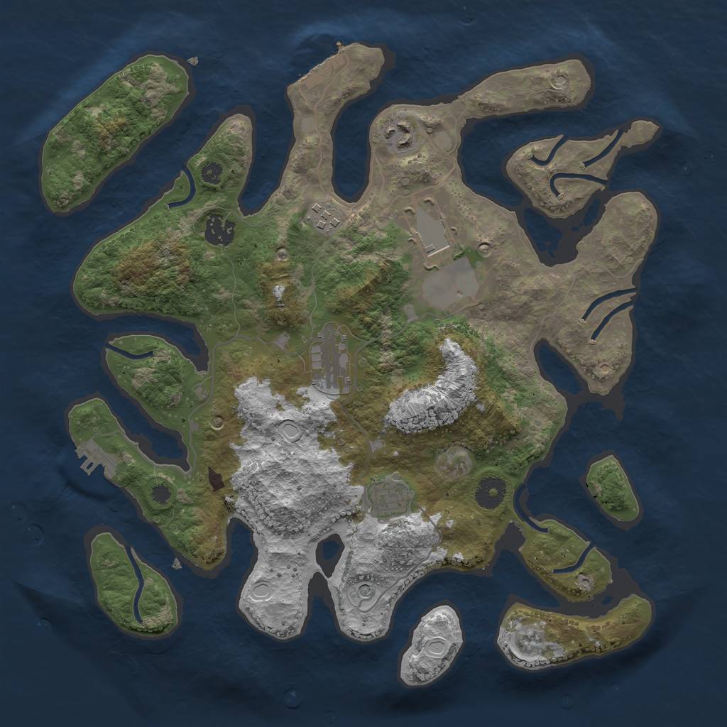 Rust Map: Procedural Map, Size: 3500, Seed: 879954, 14 Monuments