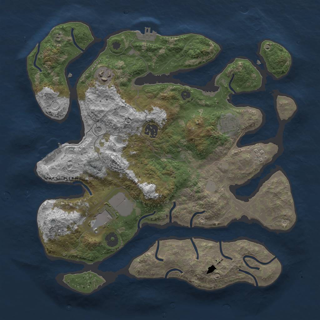 Rust Map: Procedural Map, Size: 3500, Seed: 1228463481, 13 Monuments