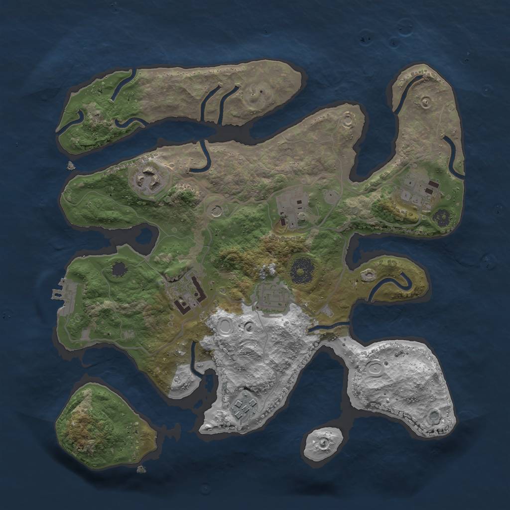 Rust Map: Procedural Map, Size: 3000, Seed: 245324, 13 Monuments