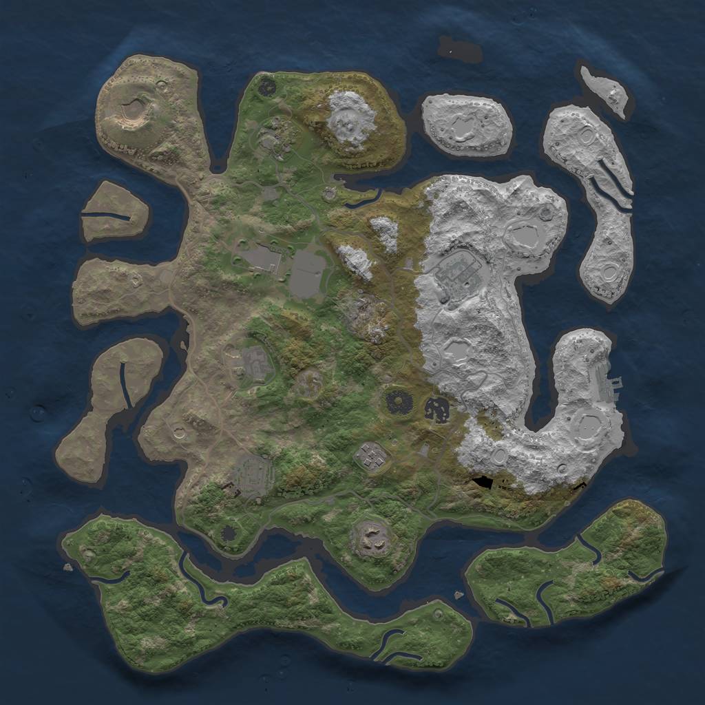 Rust Map: Procedural Map, Size: 4000, Seed: 694209, 16 Monuments