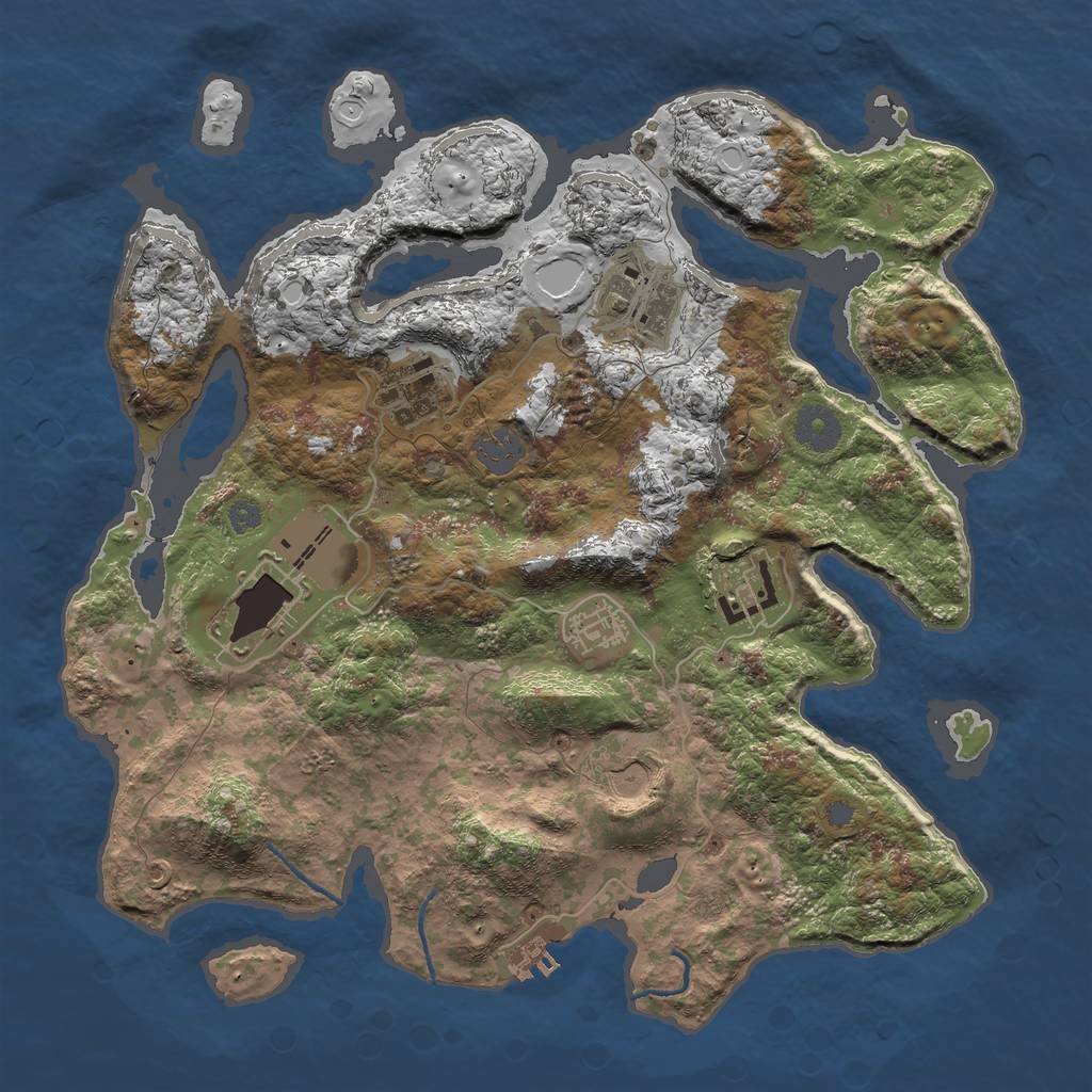 Rust Map: Procedural Map, Size: 3500, Seed: 832600, 12 Monuments