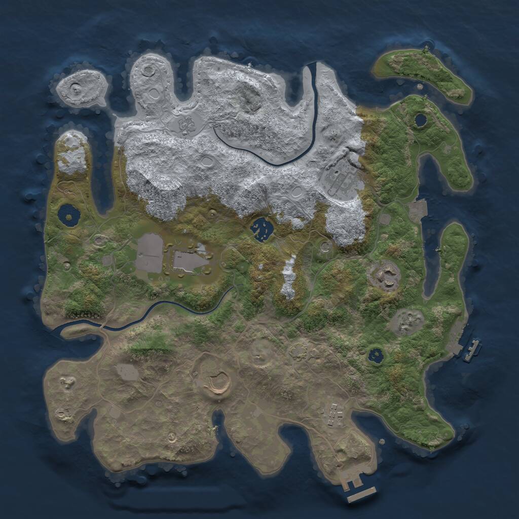Rust Map: Procedural Map, Size: 3500, Seed: 832600, 12 Monuments