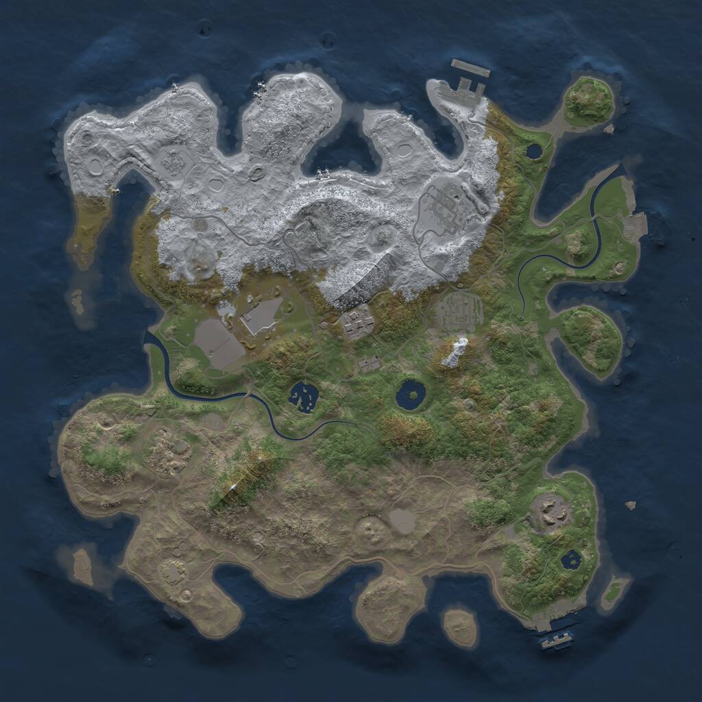 Rust Map: Procedural Map, Size: 3590, Seed: 1234, 12 Monuments