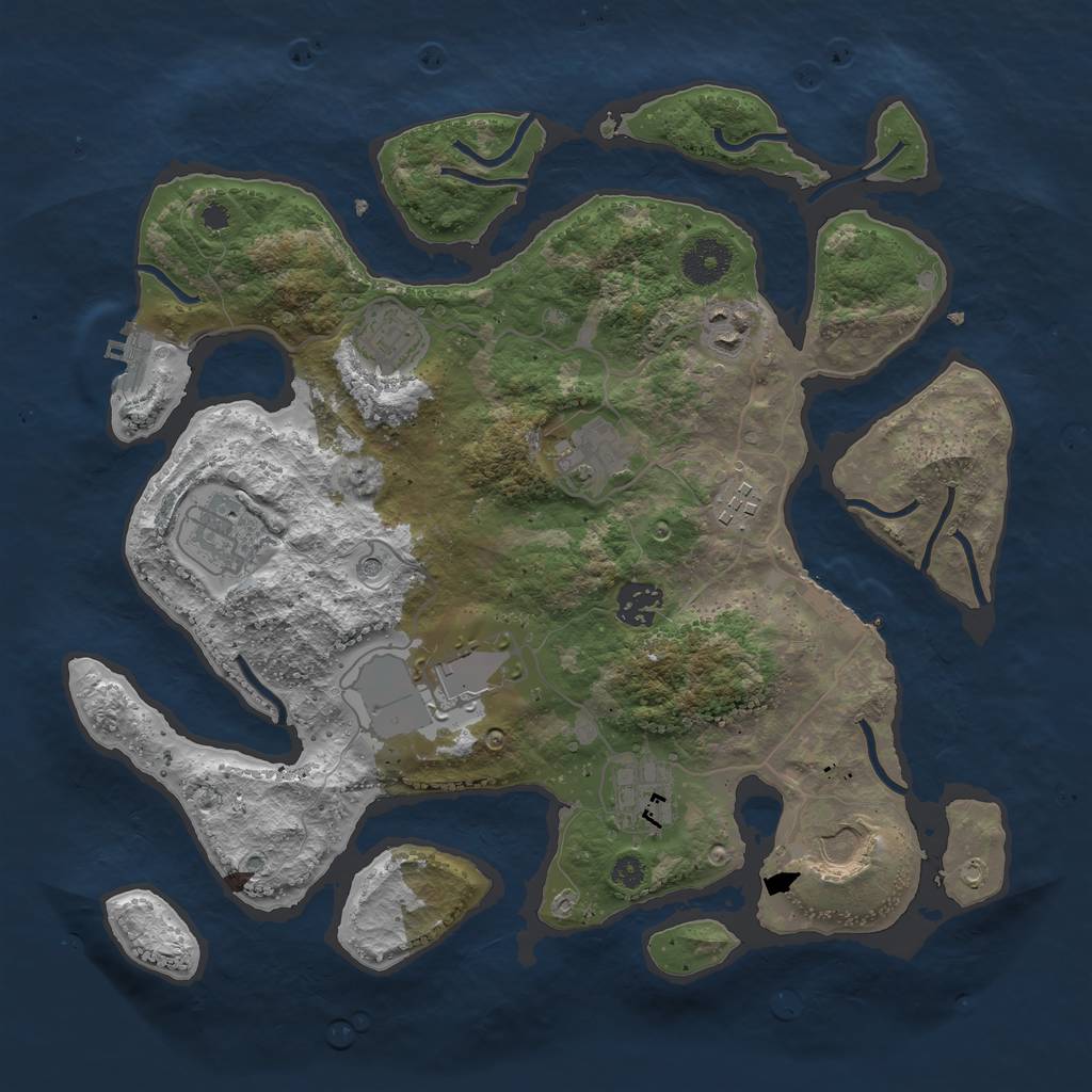 Rust Map: Procedural Map, Size: 3500, Seed: 964495748, 14 Monuments