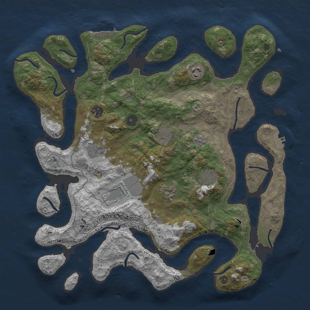 Rust Map: Procedural Map, Size: 4000, Seed: 161803, 16 Monuments