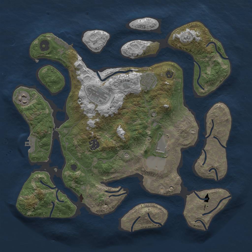 Rust Map: Procedural Map, Size: 3500, Seed: 1190625845, 13 Monuments