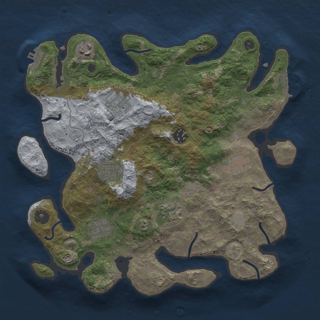 Rust Map: Procedural Map, Size: 3250, Seed: 1234567, 14 Monuments