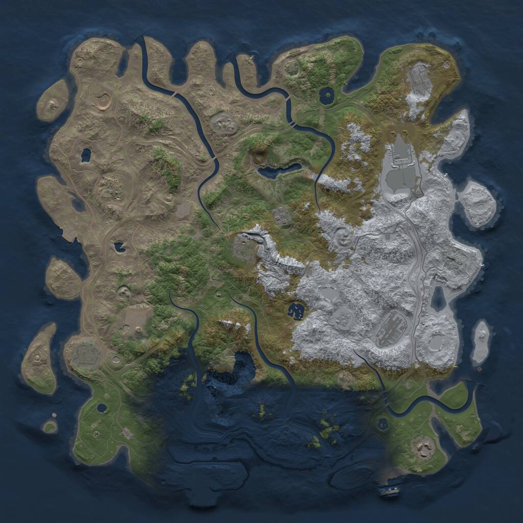 Rust Map: Procedural Map, Size: 4636, Seed: 63581, 17 Monuments