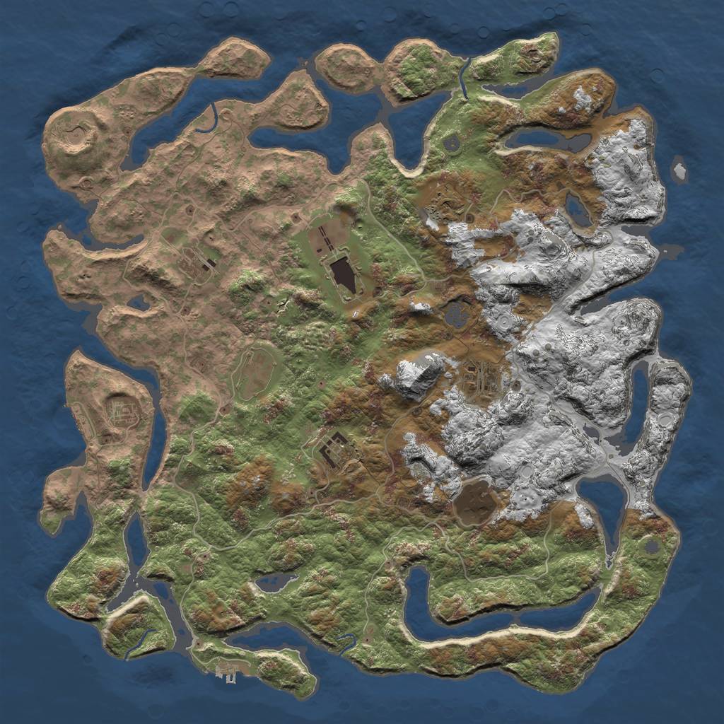 Rust Map: Procedural Map, Size: 4636, Seed: 63581, 16 Monuments