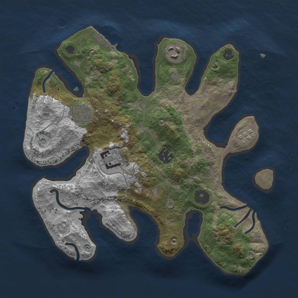 Rust Map: Procedural Map, Size: 3000, Seed: 616676358, 9 Monuments