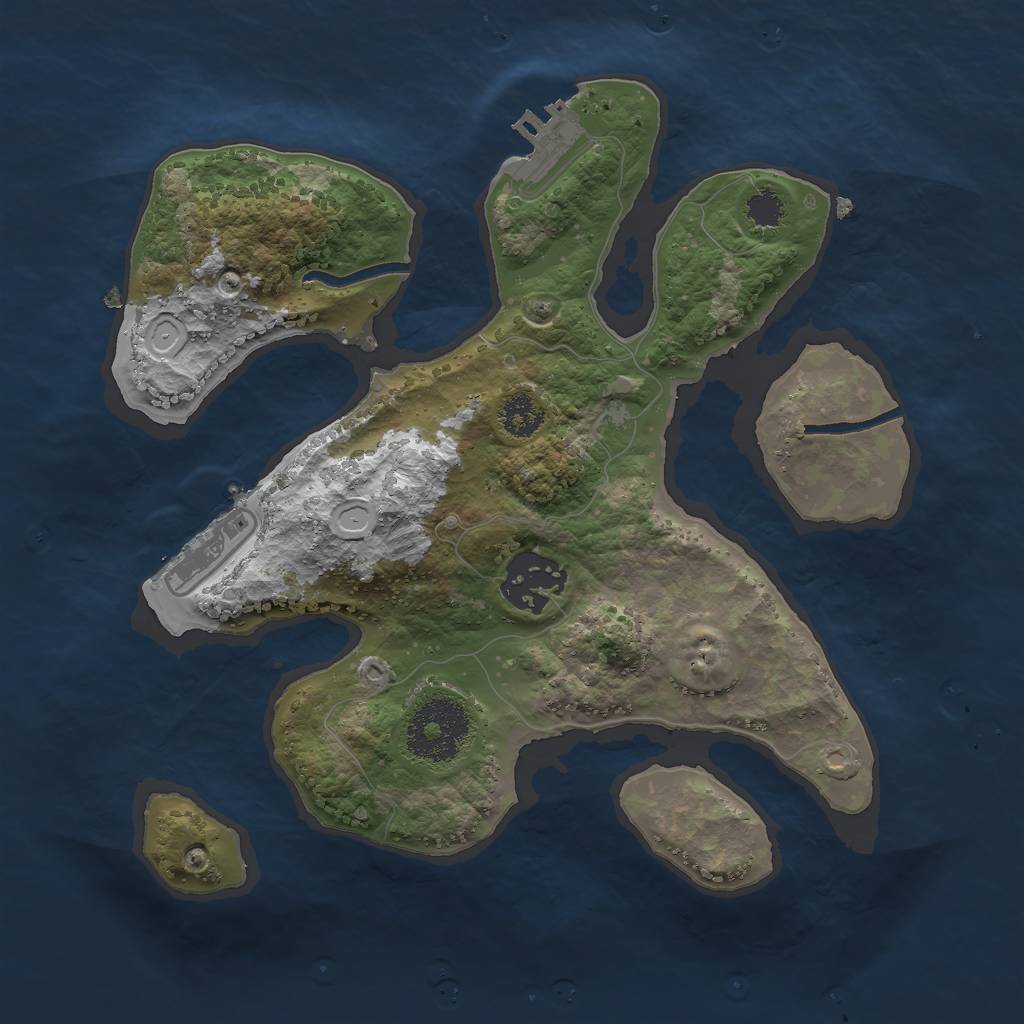 Rust Map: Procedural Map, Size: 2500, Seed: 688954024, 8 Monuments