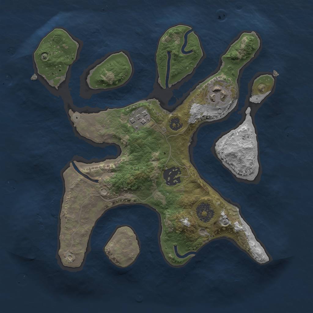 Rust Map: Procedural Map, Size: 2500, Seed: 71716, 5 Monuments