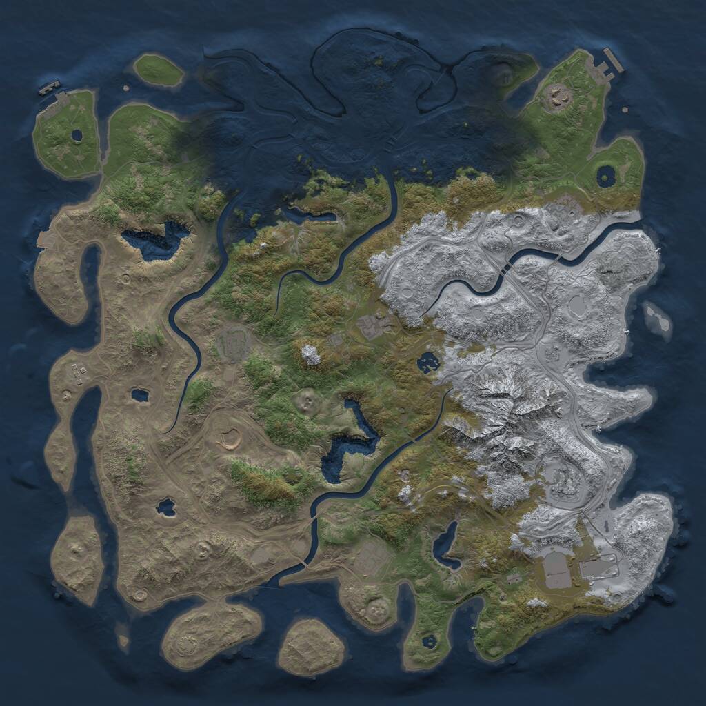 Rust Map: Procedural Map, Size: 5000, Seed: 20201207, 16 Monuments