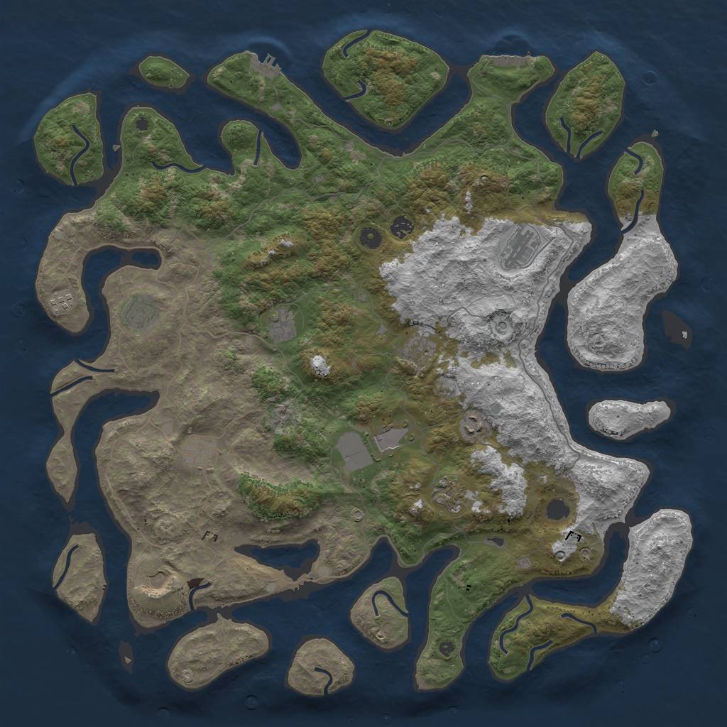 Rust Map: Procedural Map, Size: 5000, Seed: 20201207, 16 Monuments