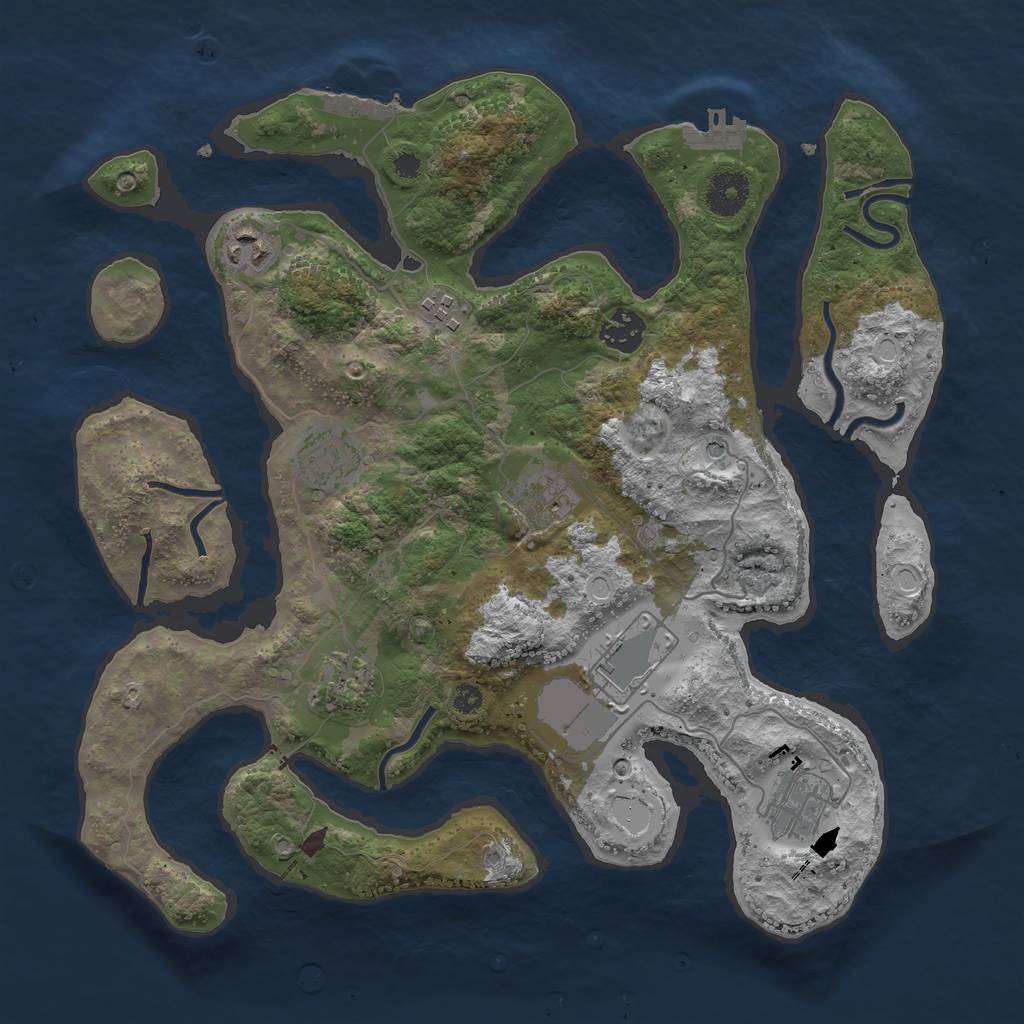 Rust Map: Procedural Map, Size: 3530, Seed: 2190555, 19 Monuments