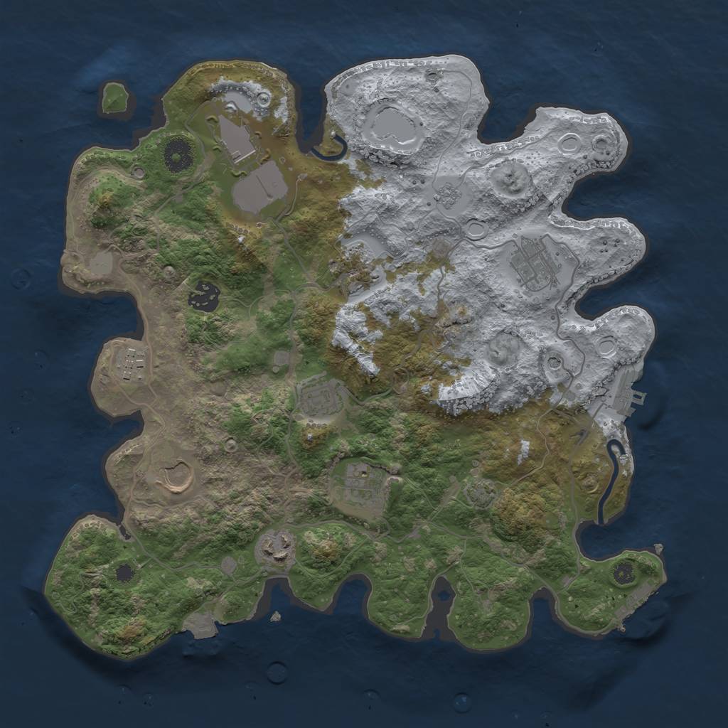 Rust Map: Procedural Map, Size: 3500, Seed: 1317789193, 17 Monuments