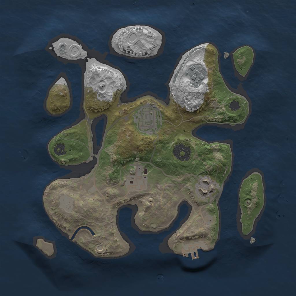 Rust Map: Procedural Map, Size: 2500, Seed: 7418529, 10 Monuments