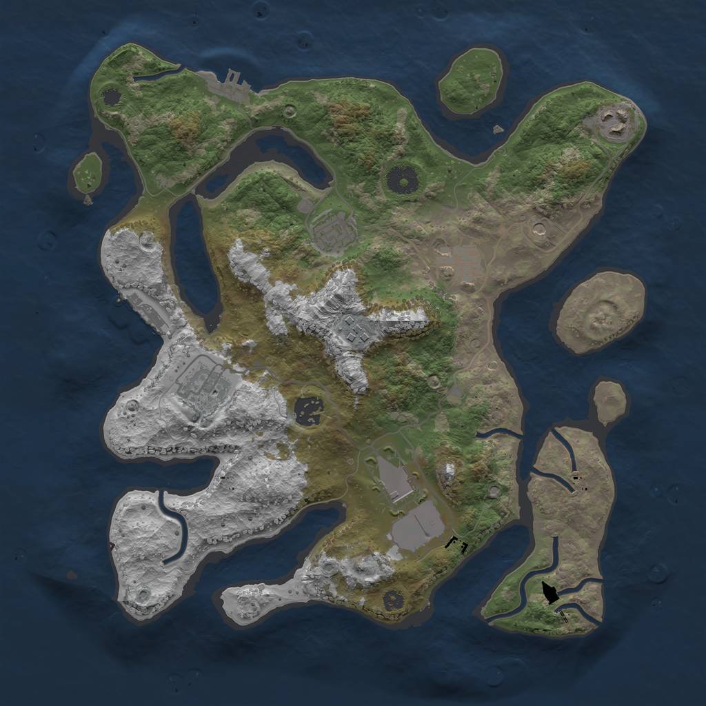 Rust Map: Procedural Map, Size: 3500, Seed: 346321, 12 Monuments