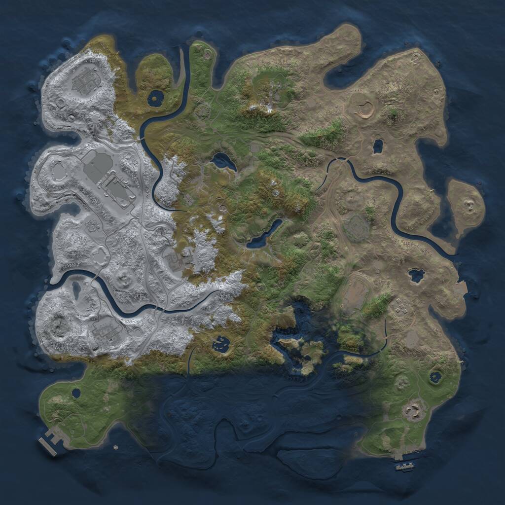 Rust Map: Procedural Map, Size: 4500, Seed: 397641639, 17 Monuments