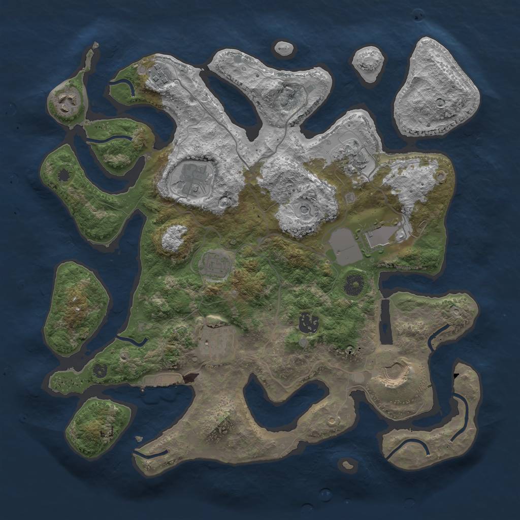 Rust Map: Procedural Map, Size: 3700, Seed: 642056368, 13 Monuments