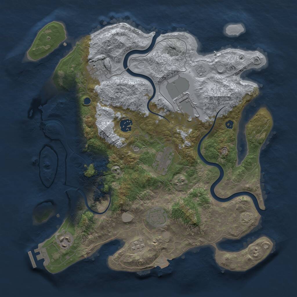 Rust Map: Procedural Map, Size: 3500, Seed: 5581, 12 Monuments