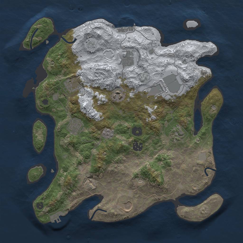 Rust Map: Procedural Map, Size: 3500, Seed: 5581, 18 Monuments