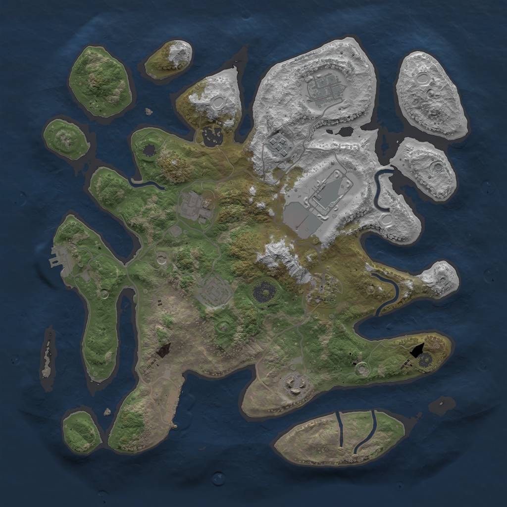 Rust Map: Procedural Map, Size: 3500, Seed: 10677307, 16 Monuments