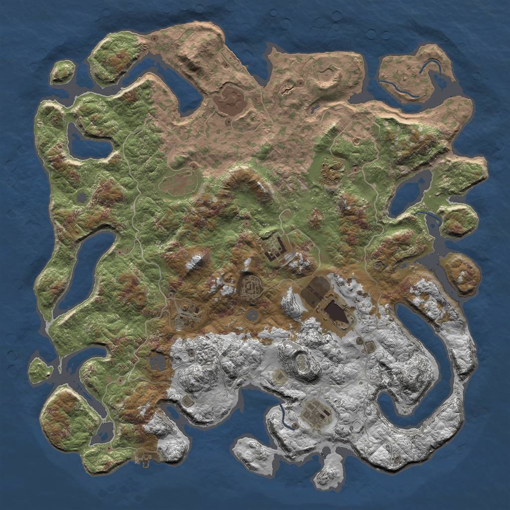 Rust Map: Procedural Map, Size: 4500, Seed: 410525456, 16 Monuments