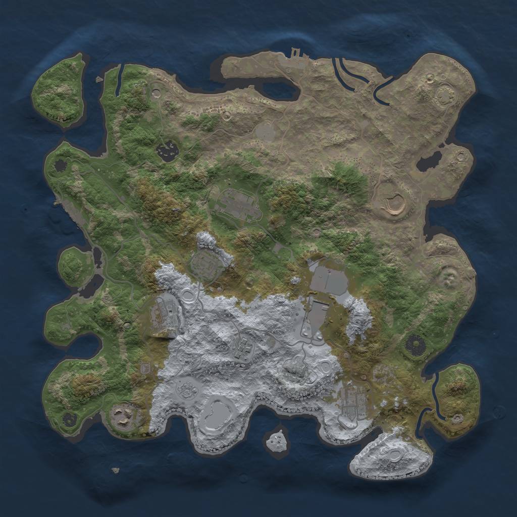 Rust Map: Procedural Map, Size: 3700, Seed: 229069032, 17 Monuments