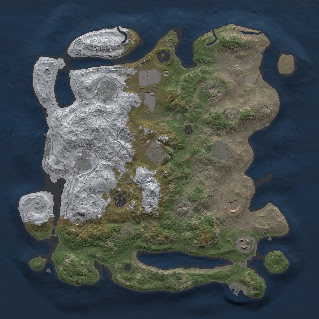 Rust Map: Procedural Map, Size: 3700, Seed: 483223630, 19 Monuments