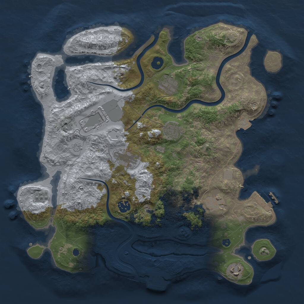 Rust Map: Procedural Map, Size: 3700, Seed: 483223630, 14 Monuments