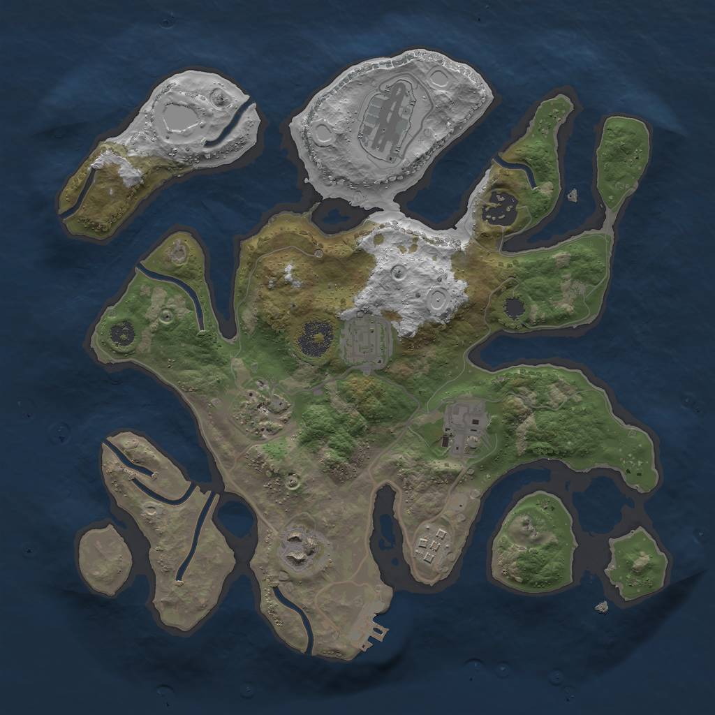 Rust Map: Procedural Map, Size: 3000, Seed: 825786, 16 Monuments