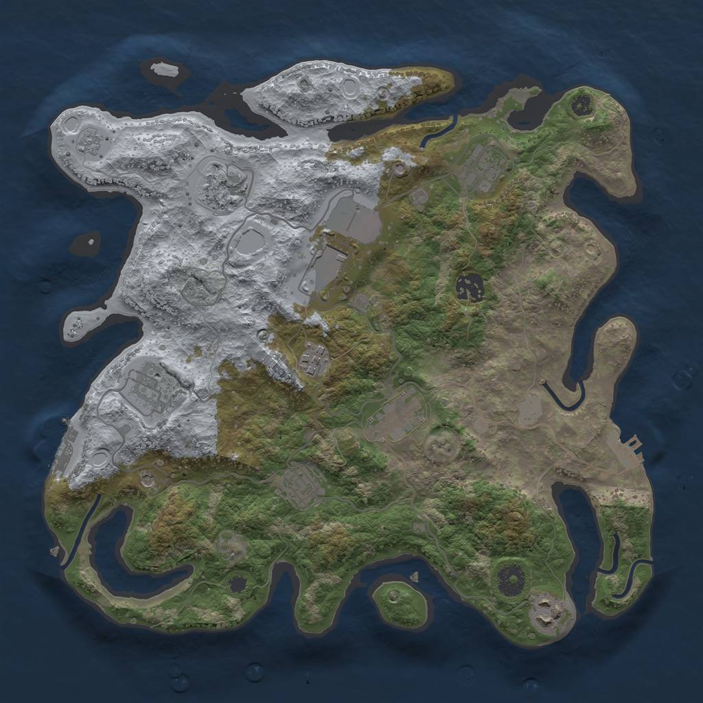 Rust Map: Procedural Map, Size: 3500, Seed: 525330168, 18 Monuments