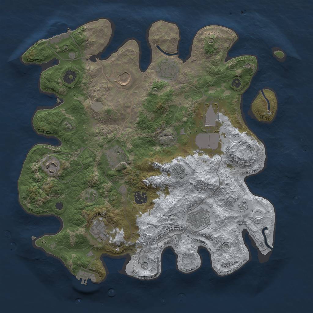 Rust Map: Procedural Map, Size: 3500, Seed: 1074621391, 18 Monuments