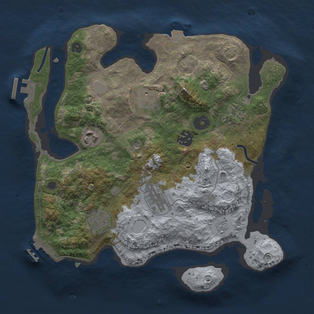 Rust Map: Procedural Map, Size: 3000, Seed: 140603, 12 Monuments