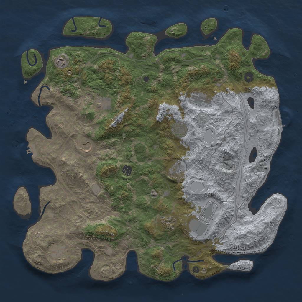 Rust Map: Procedural Map, Size: 4500, Seed: 33829132, 20 Monuments