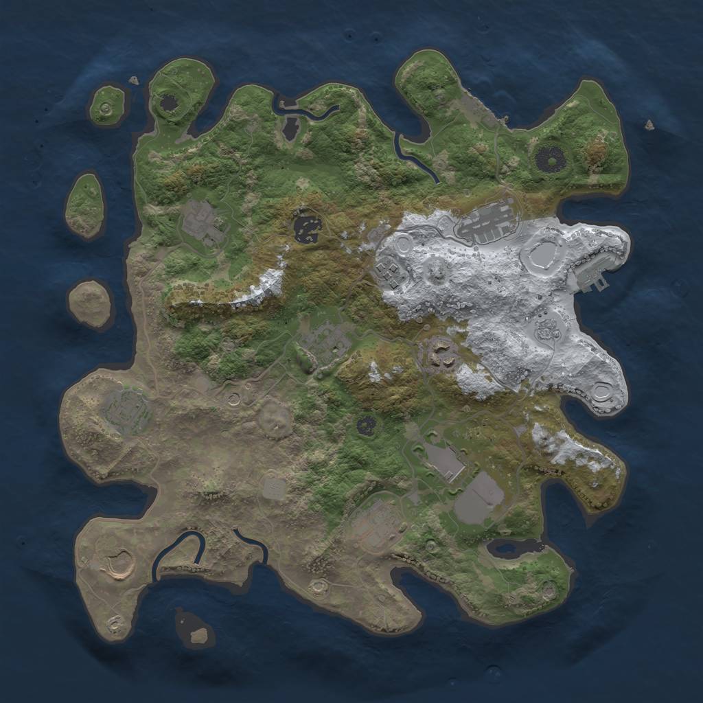 Rust Map: Procedural Map, Size: 3600, Seed: 634564532, 19 Monuments