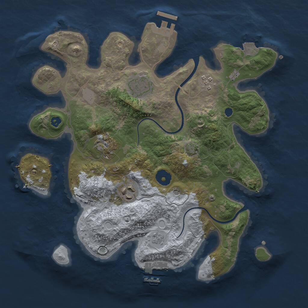 Rust Map: Procedural Map, Size: 3000, Seed: 4875961, 10 Monuments