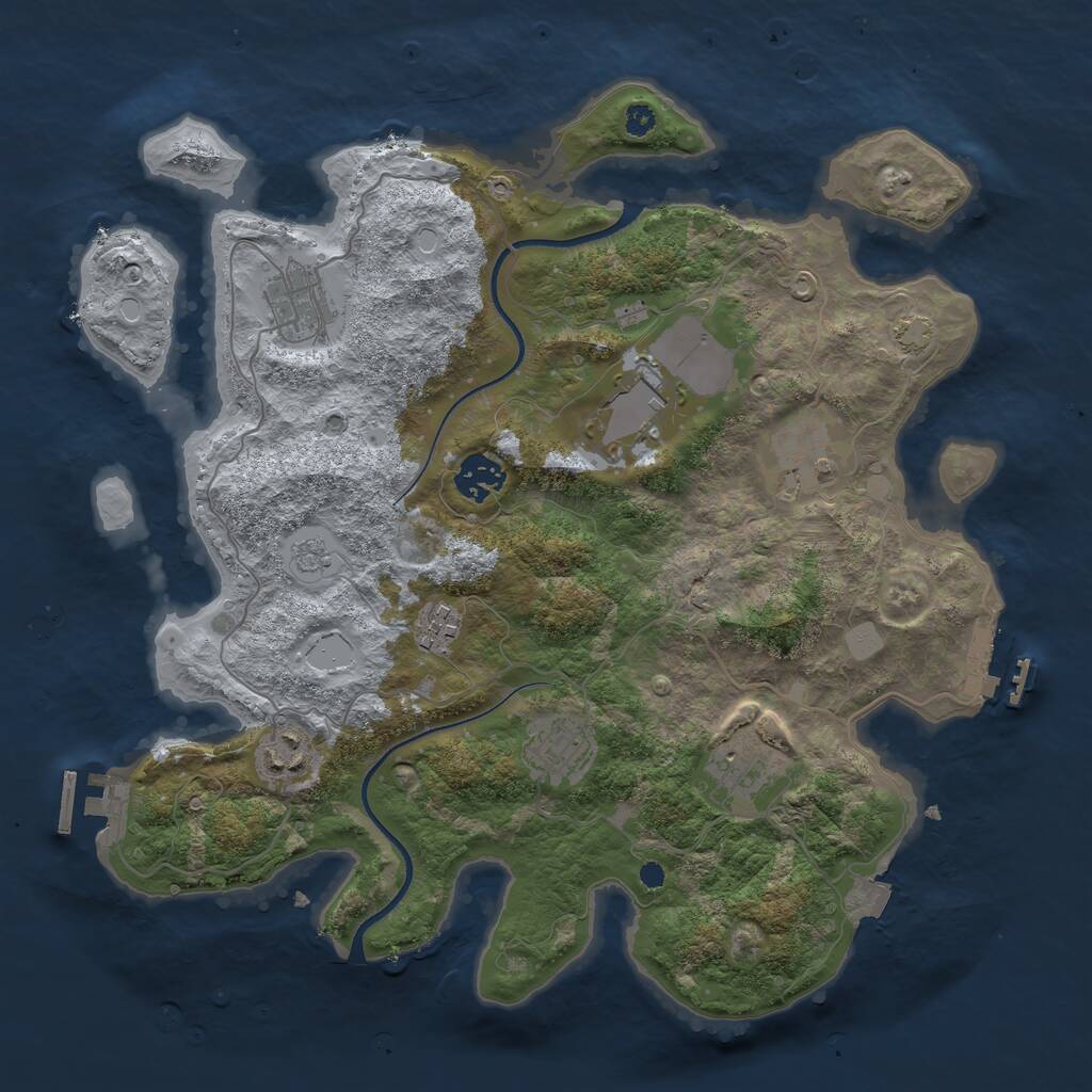 Rust Map: Procedural Map, Size: 3500, Seed: 234211, 13 Monuments