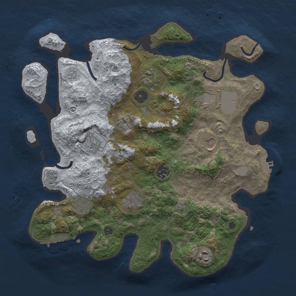 Rust Map: Procedural Map, Size: 3500, Seed: 234211, 18 Monuments