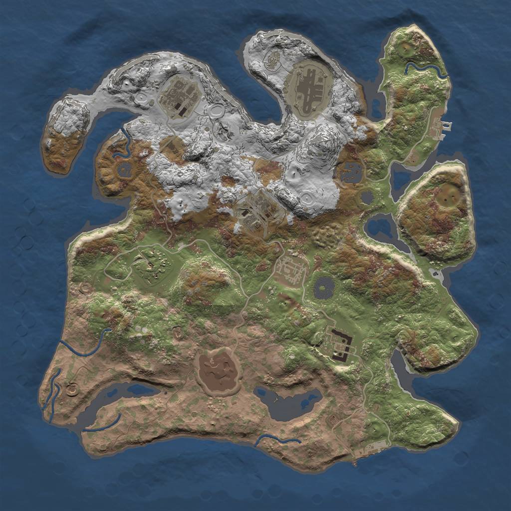 Rust Map: Procedural Map, Size: 3400, Seed: 41, 14 Monuments