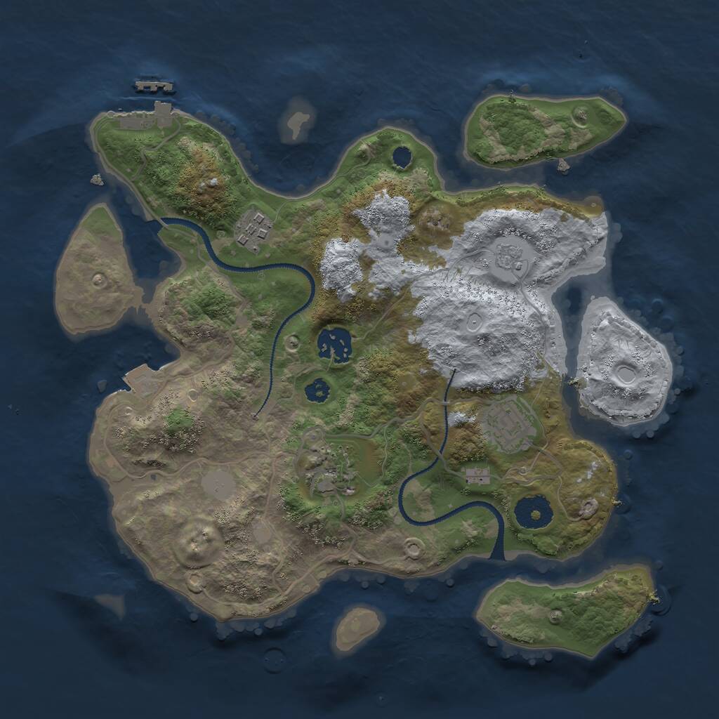 Rust Map: Procedural Map, Size: 3000, Seed: 1150396119, 7 Monuments