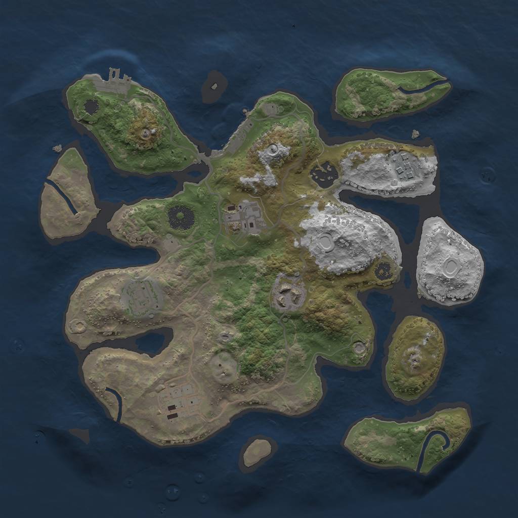 Rust Map: Procedural Map, Size: 3000, Seed: 1150396119, 13 Monuments