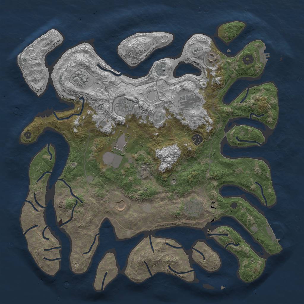 Rust Map: Procedural Map, Size: 4250, Seed: 278224551, 17 Monuments