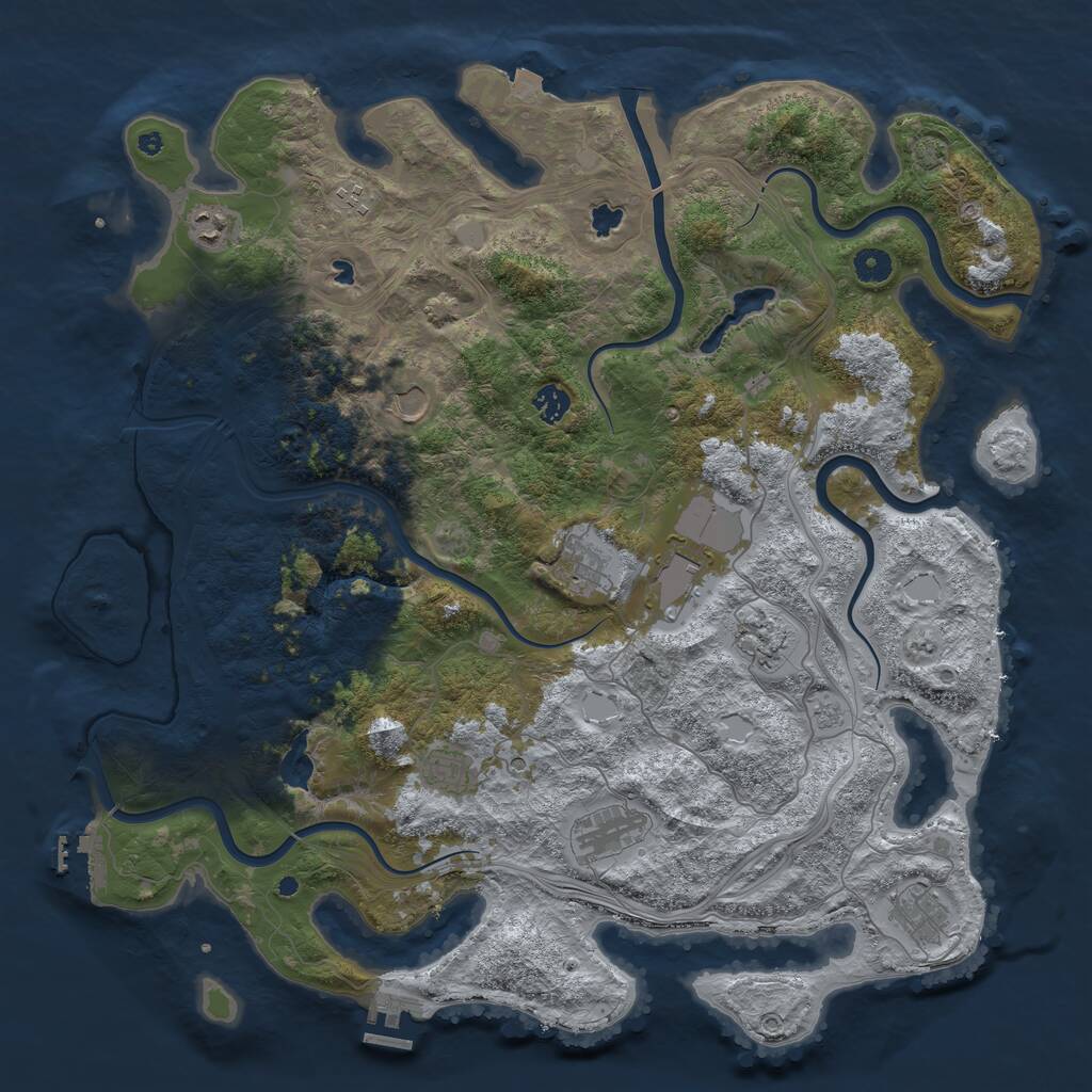 Rust Map: Procedural Map, Size: 4500, Seed: 81112, 16 Monuments