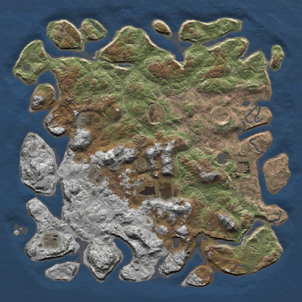 Rust Map: Procedural Map, Size: 4600, Seed: 11122020, 14 Monuments