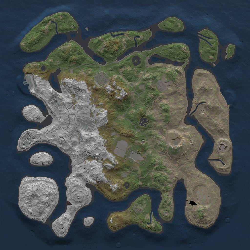 Rust Map: Procedural Map, Size: 4000, Seed: 525428469, 17 Monuments